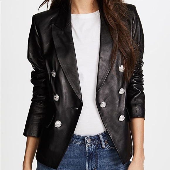 NWT INC Faux Leather Blazer Black Jacket Size PM - Picture 3 of 7